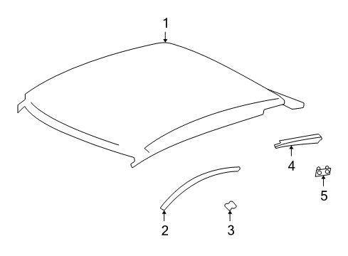 2006 Honda Insight Roof & Components, Exterior Trim Reinforcement, R. FR. Roof Rail Diagram for 64112-S3Y-300ZZ