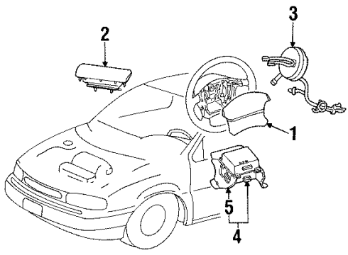 1999 Mercury Villager Air Bag Components Clock Spring Diagram for XF5Z-14A664-BA