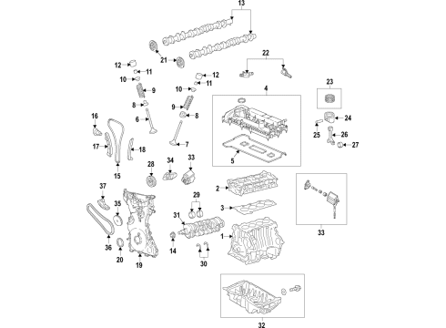 2018 Ford EcoSport Engine Parts, Mounts, Cylinder Head & Valves, Camshaft & Timing, Variable Valve Timing, Oil Cooler, Oil Pan, Oil Pump, Balance Shafts, Crankshaft & Bearings, Pistons, Rings & Bearings Timing Chain Diagram for CP9Z-6268-A