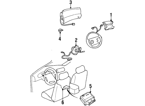 1997 Hyundai Elantra Air Bag Components Clock Spring Contact Assembly Diagram for 93490-29004