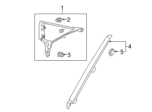 2015 Lexus ES350 Interior Trim - Quarter Panels Garnish, Rear Seat Side Diagram for 62552-33150-C0