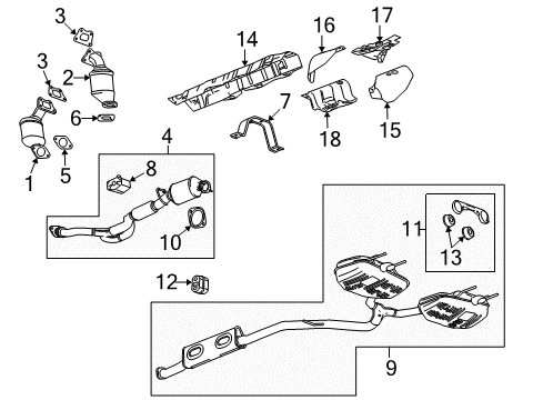 2010 Buick LaCrosse Exhaust Components Converter & Pipe Diagram for 20907414