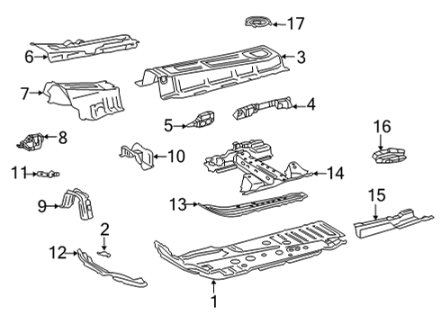 2022 Lexus NX450h+ Floor & Rails Reinforcement, Ctr F Diagram for 57553-42010