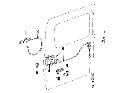 1991 Toyota Previa Side Door Handle, Outside Diagram for 69230-95D00