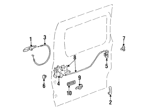 1991 Toyota Previa Side Door Handle, Inside Diagram for 69070-95D00-B8