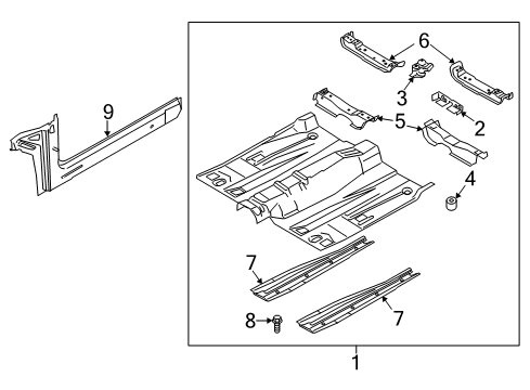 2016 Lincoln MKZ Front Floor Floor Rail Bolt Diagram for -W705145-S403