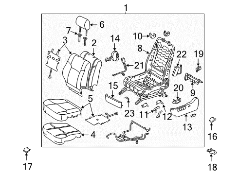 2003 Toyota 4Runner Front Seat Components Inner Cover Diagram for 71861-60100-B2