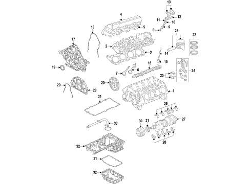 2012 Ford F-350 Super Duty Ignition System - Diesel Controls Valve Cover Gasket Diagram for BC3Z-6584-D