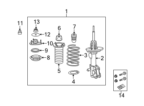 2013 Acura ZDX Struts & Components - Front Shock Absorber Assembly, Left Front Diagram for 51602-SZN-A02