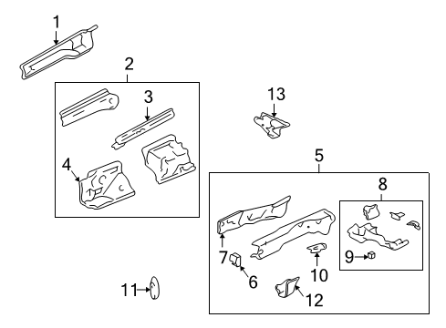 2001 Acura Integra Structural Components & Rails Plate Set, Right Front Side Diagram for 04610-ST7-J00ZZ