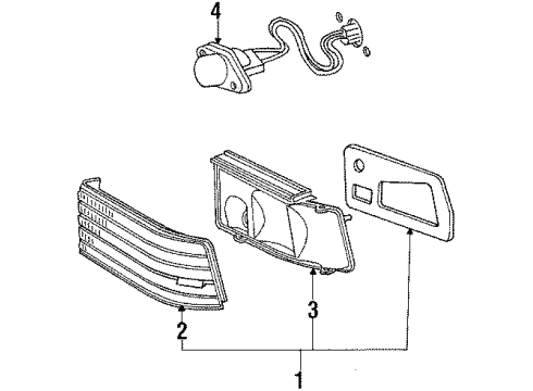 1987 Chrysler LeBaron Rear Combination Lamps, License Lamps Socket Tail Stop & Turn Lp Diagram for 4864259