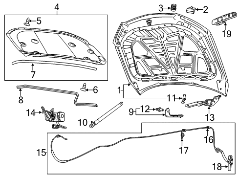 2017 Chevrolet SS Hood & Components Latch Diagram for 92259900