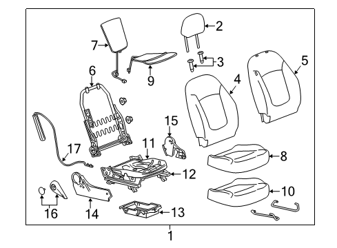 2015 Chevrolet Spark Passenger Seat Components Cushion Cover Diagram for 95245502
