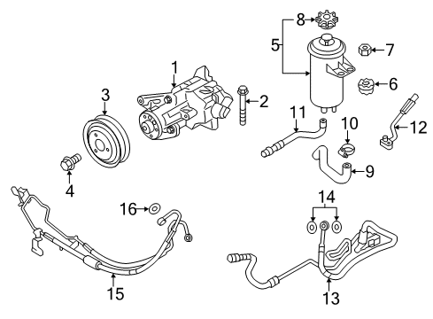2011 BMW X5 P/S Pump & Hoses, Steering Gear & Linkage Power Steering Pump Diagram for 32416796452