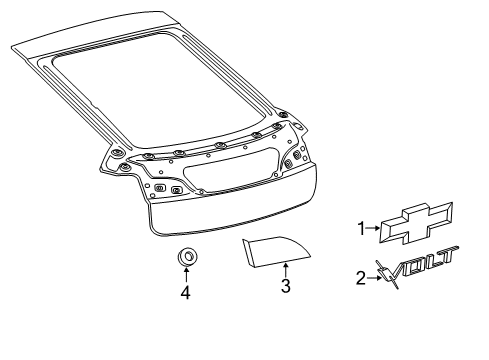 2013 Chevrolet Volt Exterior Trim - Lift Gate Applique Diagram for 23170360