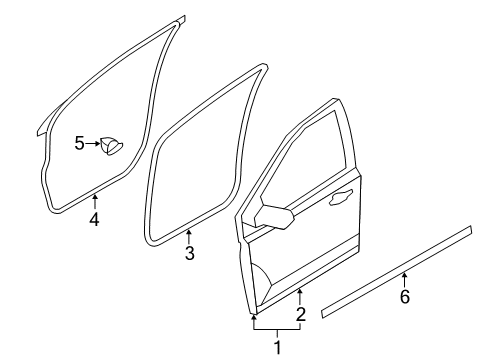 2007 Lincoln MKX Front Door Door Weatherstrip Diagram for 7T4Z-7820530-A