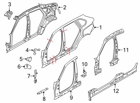 2018 BMW X6 Aperture Panel, Center Pillar & Rocker, Uniside Bracket, Afs Independent Heater Diagram for 41217195249