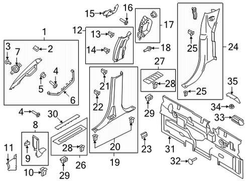 2021 Ford F-150 Interior Trim - Cab Bezel Diagram for FL3Z-15601B32-AN