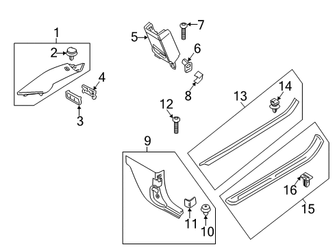 2012 BMW 128i Interior Trim - Pillars, Rocker & Floor Cap, Coat Hook Diagram for 51438046665