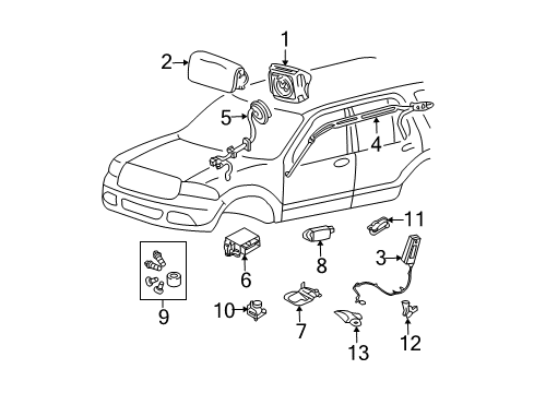 2009 Mercury Mountaineer Air Bag Components Diagnostic Module Diagram for 9L2Z-14B321-A