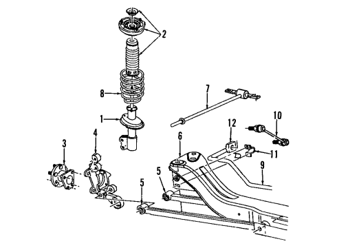 1999 Saturn SC2 Rear Suspension Components, Stabilizer Bar Bracket, Rear Suspension Stabalizer Bar Diagram for 21010894