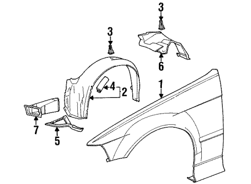 1996 BMW 318ti Fender & Components Covering Left Diagram for 51718151561