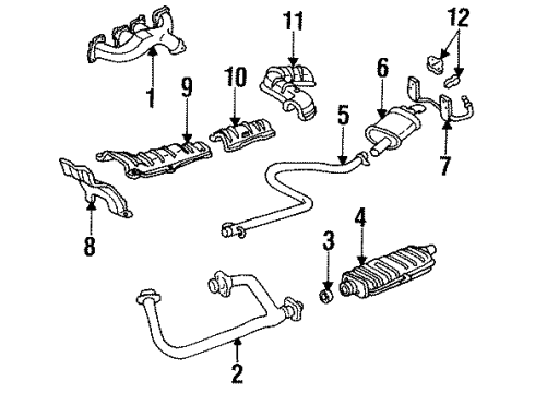 1994 Cadillac DeVille Exhaust Manifold Exhaust Muffler Assembly (W/ Exhaust Pipe & Tail Pipe) Diagram for 3538425