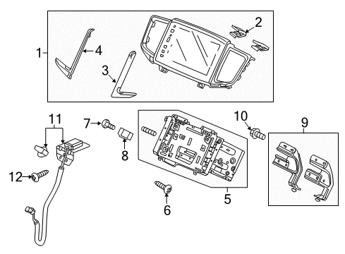 2016 Honda Pilot Navigation System Bracket, R. Radio Diagram for 39111-TG7-A10