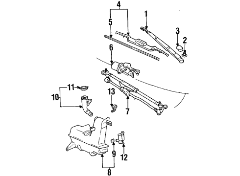 1998 Toyota Supra Wiper & Washer Components Front Windshield Wiper Arm, Left Diagram for 85221-14310