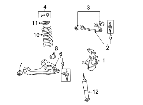 2003 GMC Savana 2500 Front Suspension Components, Lower Control Arm, Upper Control Arm, Stabilizer Bar Front Lower Control Arm Assembly Diagram for 15750831