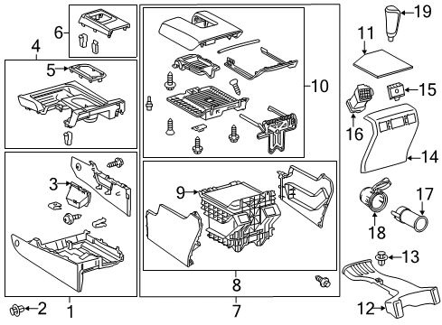 2020 Toyota Tundra Console Console Body Diagram for 58820-0C131-C0