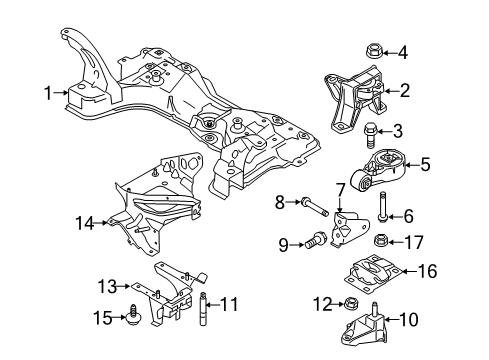 2013 Ford Transit Connect Engine & Trans Mounting Motor Mount Nut Diagram for -W703457-S442