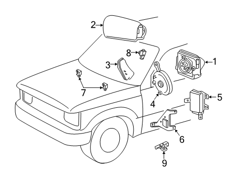 2010 Ford Ranger Air Bag Components Diagnostic Module Diagram for BL5Z-14B321-A