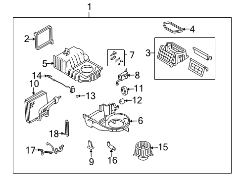 2003 Kia Spectra Air Conditioner Seal-Blower Unit Diagram for 1K2A161B40