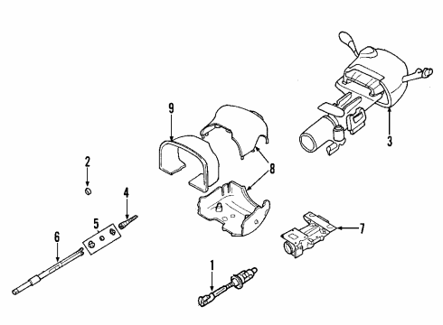 2000 Cadillac DeVille Steering Column, Steering Wheel & Trim Column Asm, Steering Diagram for 26092718