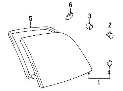 1995 Toyota Previa Side Panel - Glass & Hardware Weatherstrip, Side Rear Window, LH Diagram for 62744-95D00