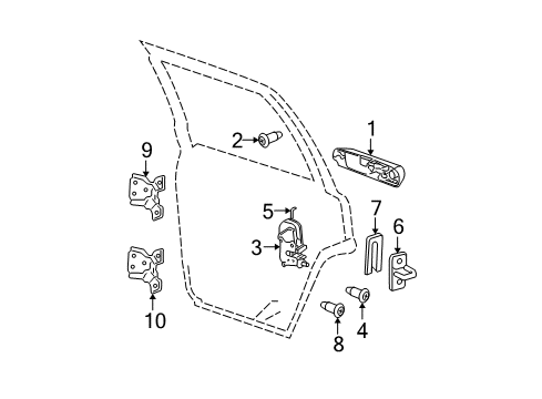 2008 Jeep Commander Rear Door - Lock & Hardware Handle-Exterior Door Diagram for 1HP711DAAA