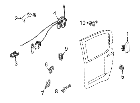 2007 Nissan Armada Rear Door Rear Door Outside Handle Assembly Right Diagram for 82606-7S008