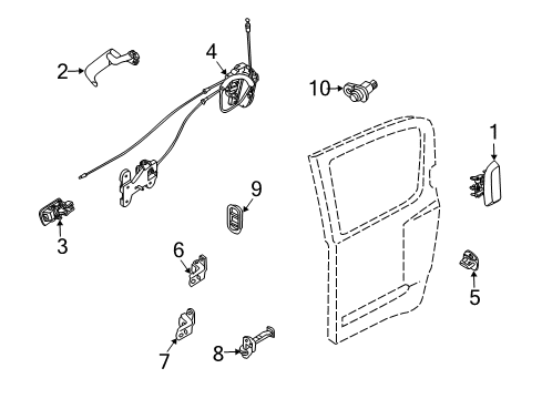 2004 Nissan Pathfinder Armada Rear Door Rear Door Outside Handle Assembly Left Diagram for 82607-7S007