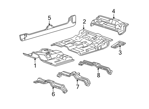 2003 Ford F-150 Floor Rear Side Panel Diagram for YL3Z-1600099-AA