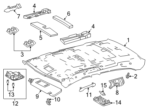 2018 Toyota Corolla Interior Trim - Roof Headliner Clip Diagram for 90467-05164-A8