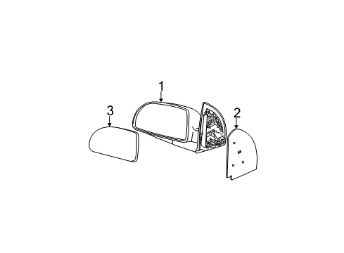 2005 Chevrolet Equinox Outside Mirrors Mirror Assembly Diagram for 25841229