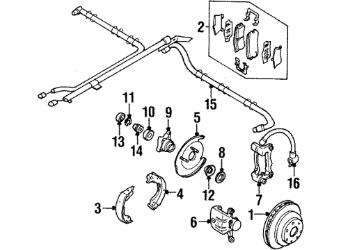 1996 Acura SLX Brake Components Cover Dust, Parking Brake Diagram for 8-97034-735-2