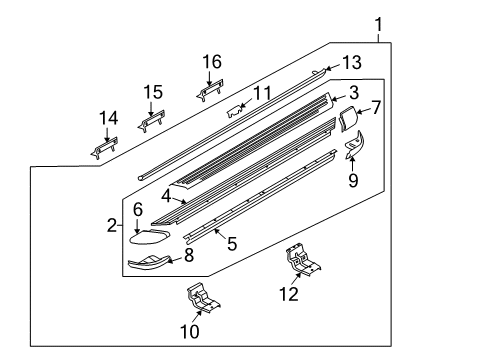 2010 Ford Explorer Running Board End Cap Diagram for 8L2Z-16A455-BA