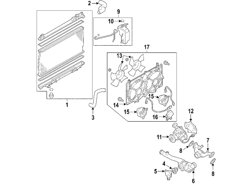 2007 Infiniti M45 Cooling System, Radiator, Water Pump, Cooling Fan SHROUD Assembly Diagram for 21483-EG000
