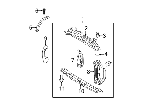 2008 Toyota Yaris Radiator Support Radiator Support Diagram for 53201-52230