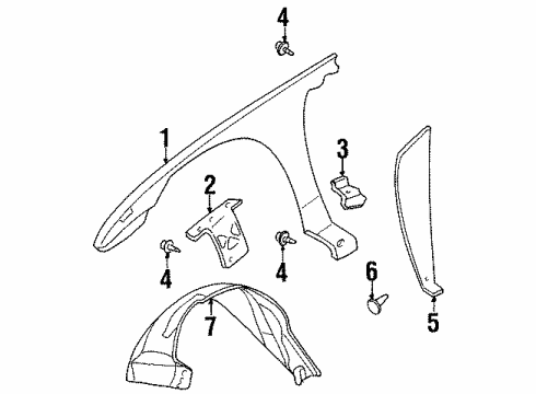 2003 Oldsmobile Aurora Fender & Components Liner-Front Wheelhouse Diagram for 25718930