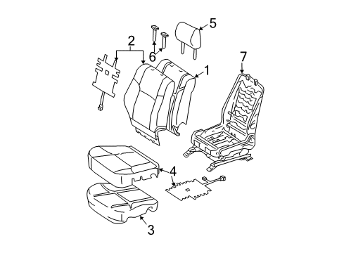 2006 Toyota 4Runner Front Seat Components Seat Back Cover Diagram for 71027-35051-B1