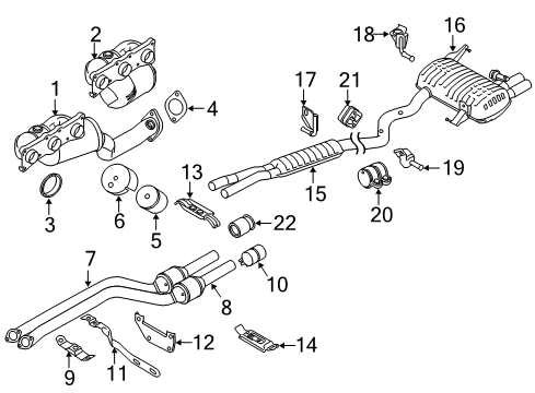 2012 BMW 328i Exhaust Components Center Muffler Diagram for 18307645939