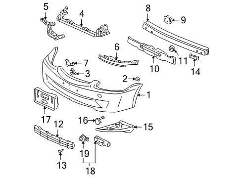 2003 Honda Insight Switches & Sensors Extension, L. FR. Bumper Diagram for 71137-S3Y-000